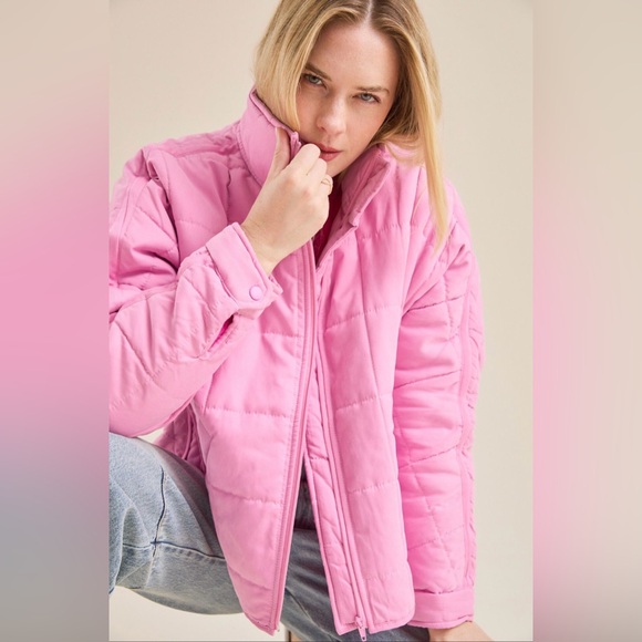 Altar'd State Bubble Quilted Pink Puffer Jacket - Picture 2 of 7